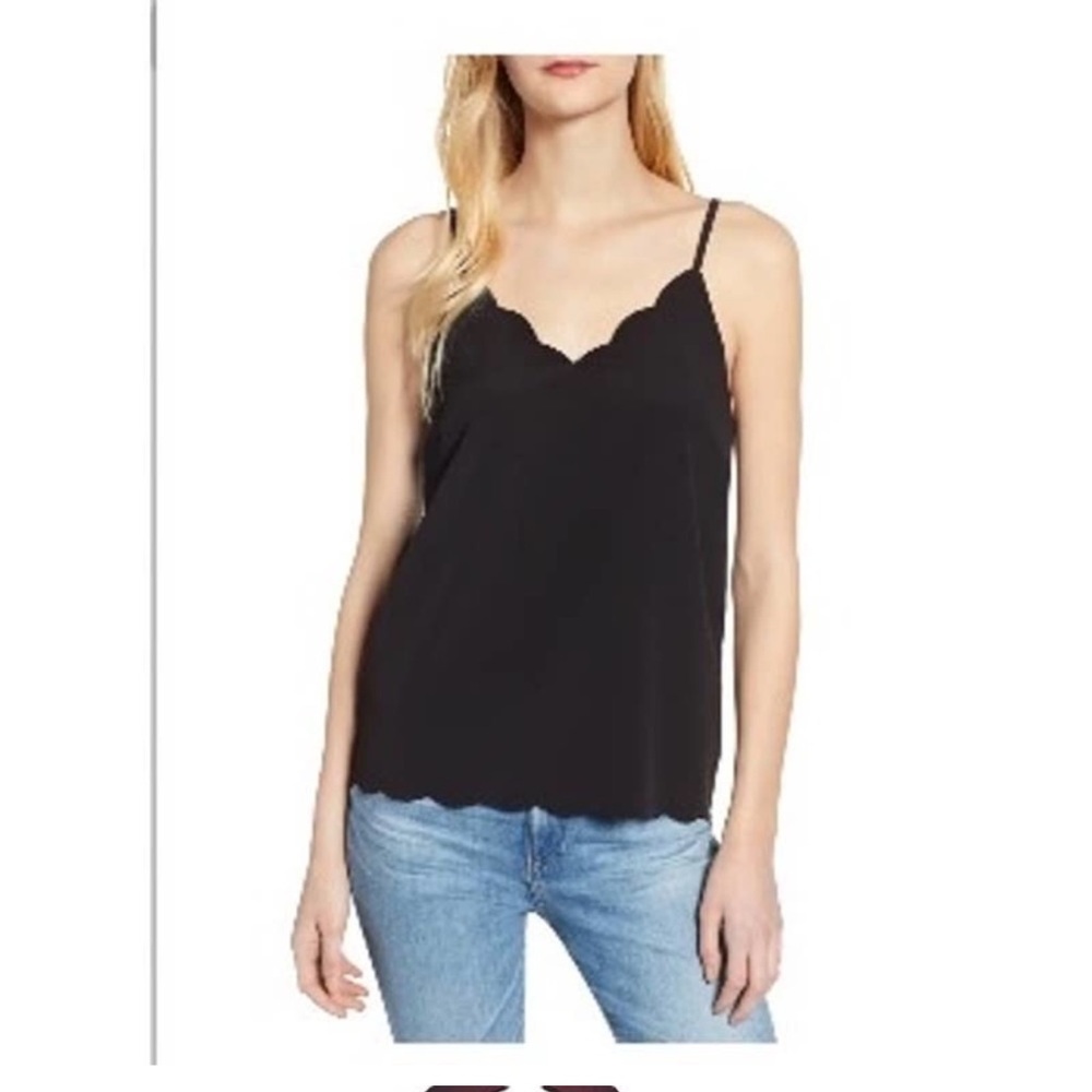 Halogen NWT black scallop hem camisole top